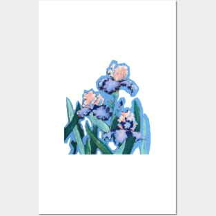 Pastel flowers blue iris Posters and Art